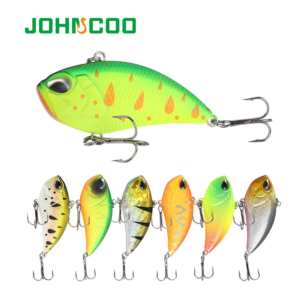 JOHNCOO New Hard Bait 1pc 50mm 9g VIB Fishing Lure with 2 Treble Hooks Artificiais Carp Crankbait Wobblers | Спорт и развлечения