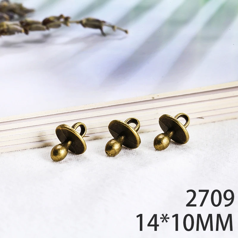 

14*10mm 10pcs Pacifier Alloy Pendant For Diy Jewelry Making 2 Colors Antique Silver Antique Bronze No.2709