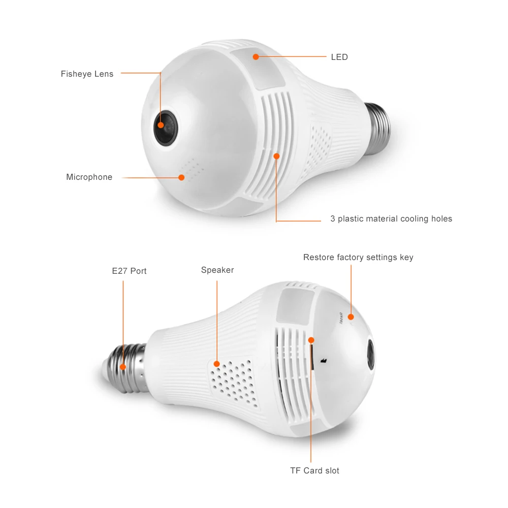 Беспроводная Wi Fi 1080P IP камера 3MP волшебная лампа безопасности рыбий глаз 360 VR