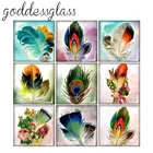 Красивые винтажные перья, 10 шт., 12 мм20 мм25 мм30 мм, квадратный фото-стеклянный кабошон, демонстрационная фурнитура для изготовления плоской задней части FB0017