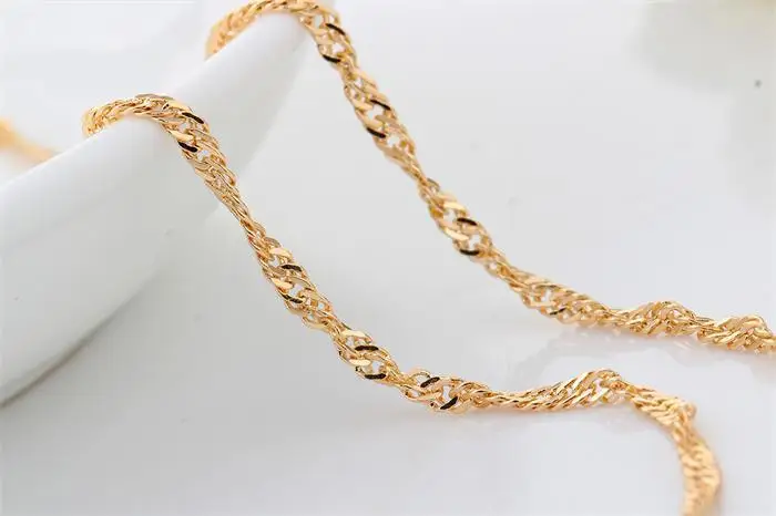 Крученая сингапурская волнистая цепь желтого золота 14 дюймов короткая детская