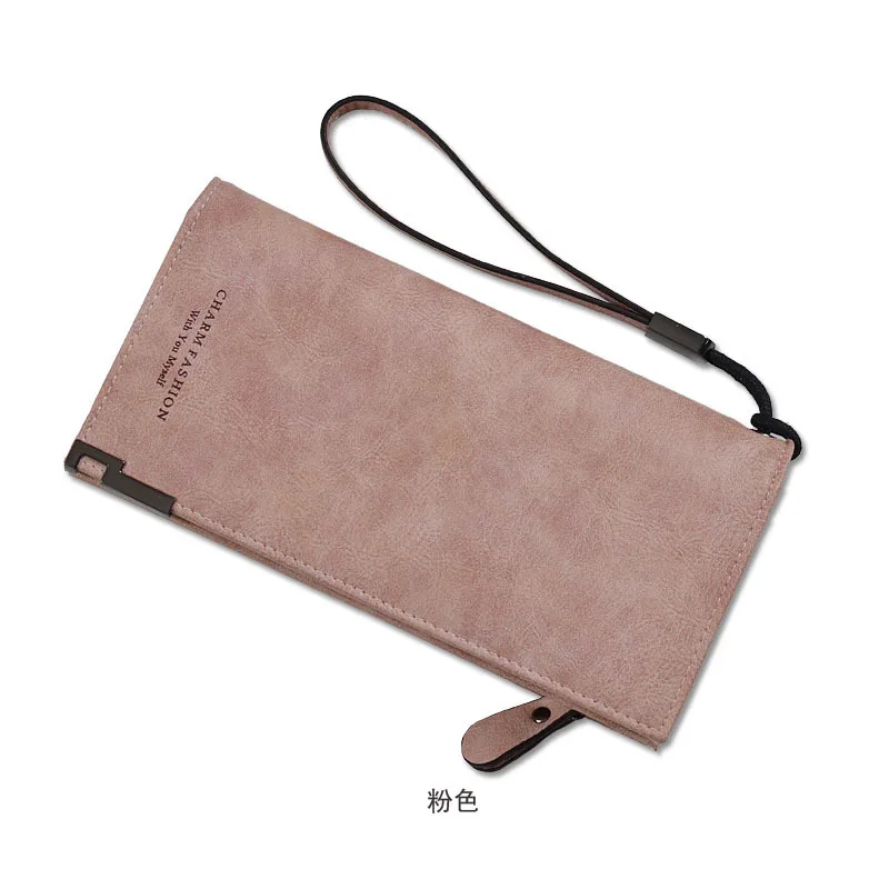 CHALLEN Women Wallet Wristlet Leather Female Top Quality Long Credit Card Holder Organizer Purse Ladies Clutch Wallet Carteras - Цвет: Pink