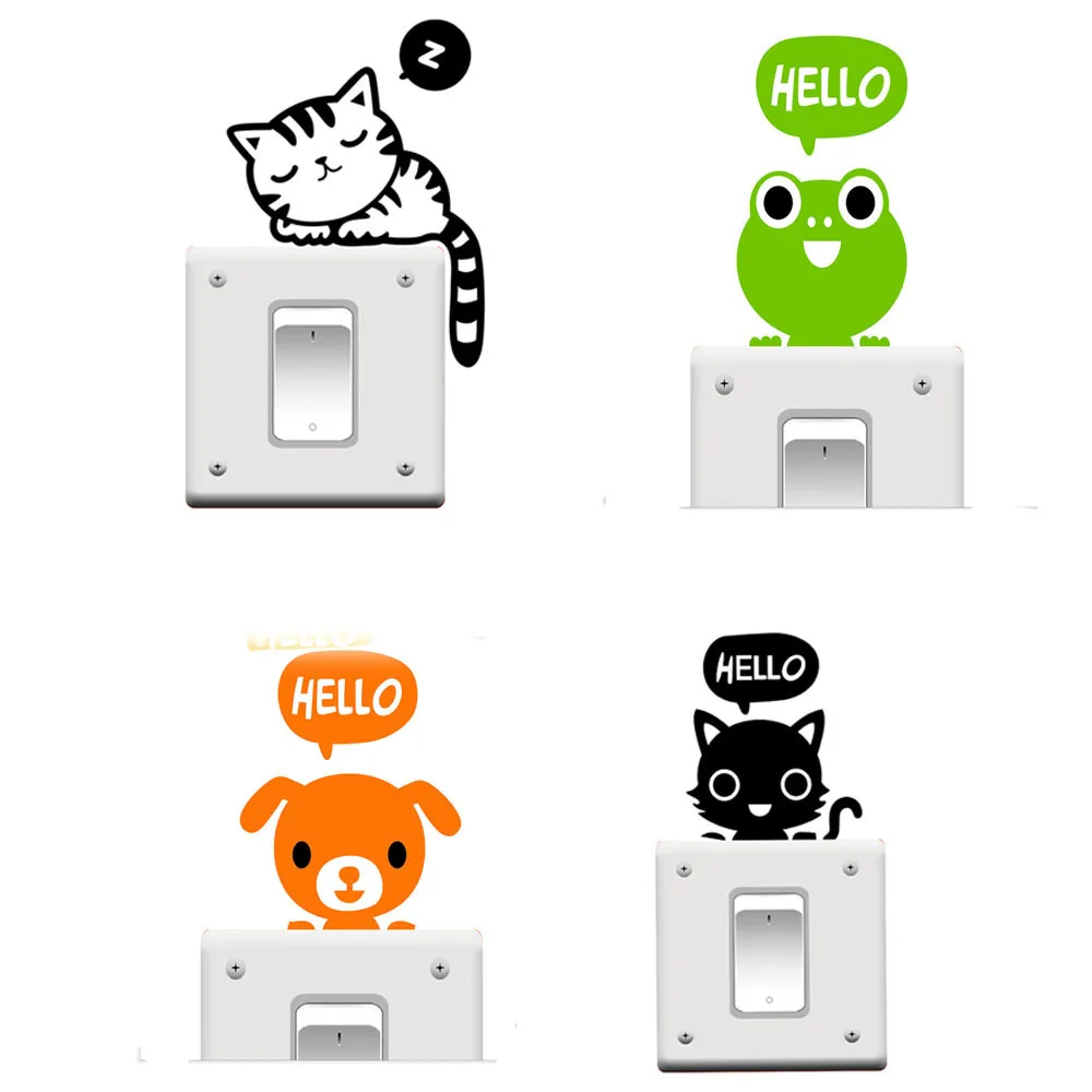 Горячая Распродажа 1 шт./лот наклейки с милыми животными Hello настенные Стикеры