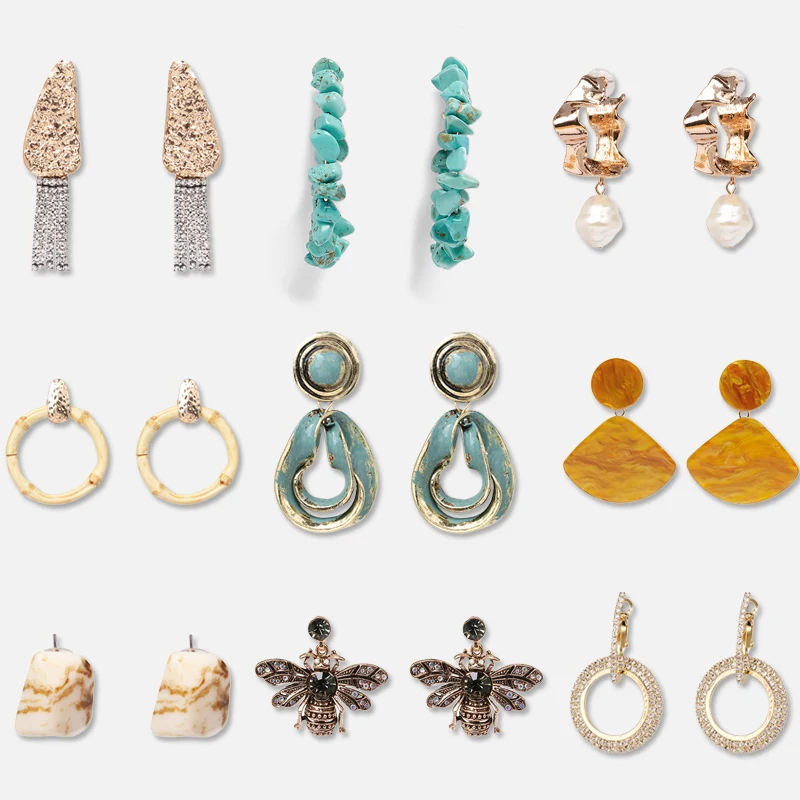 Женские винтажные серьги капли FASHIONSNOOPS металлические полимерные этнические