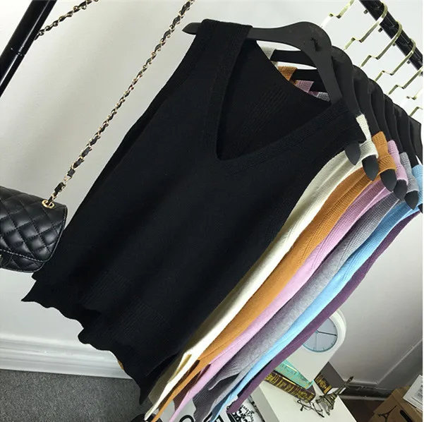 Neploe Autumn New Knitted Sweater Female Korean Loose V neck Sleeveless Preppy Style Wild Fashion Knitwear 65826 | Женская одежда
