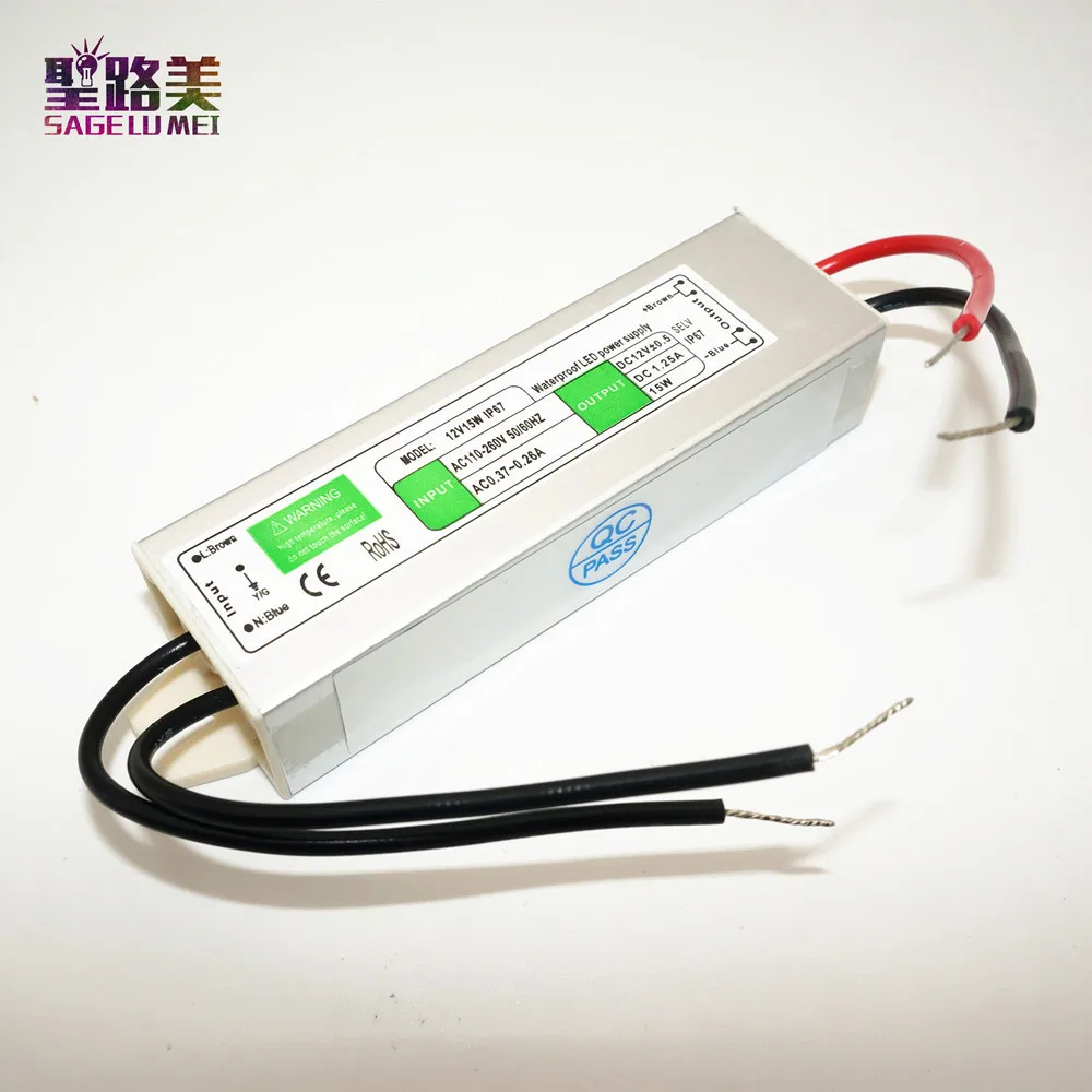 1 шт. DC12V 15 Вт водонепроницаемый IP67 переключатель питания AC110 250V внешний источник