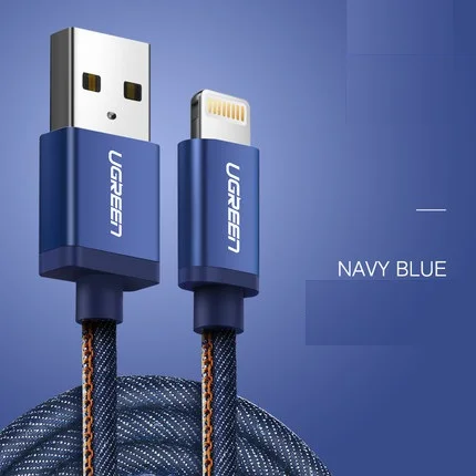 Ugreen MFi, кабель USB для iP быстрой зарядки данных USB шнур зарядного устройства - Color: Blue