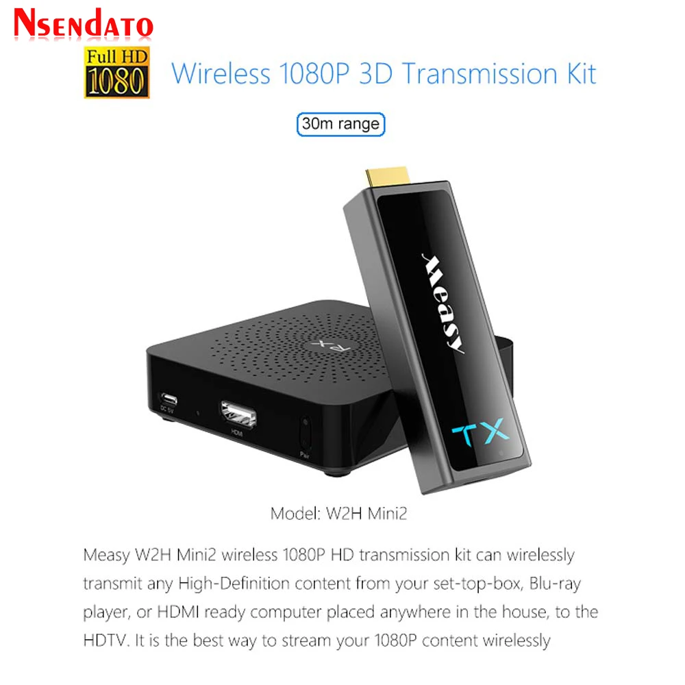 W2H Mini II 2 беспроводной HDMI передатчик приемник Удлинитель 1080P 3D 30 м беспроводной аудио передатчик приемник для HDTV