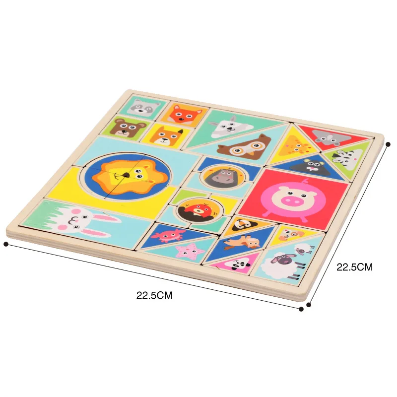 Животные Сделай Сам Деревянный Tangram 7 шт головоломки Красочные квадратные IQ игры