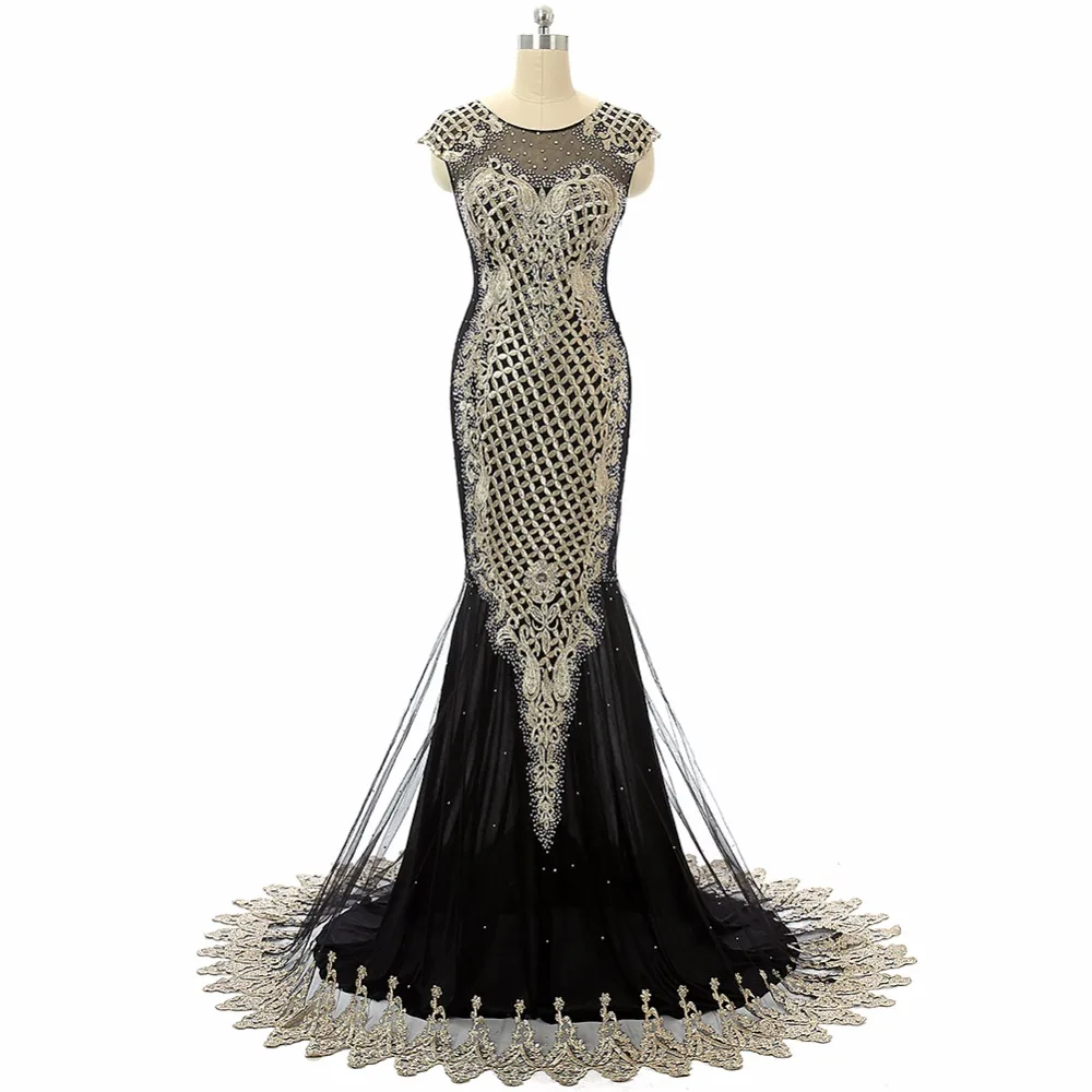 Forevergracedress уникальный роскошный черный платье для выпускного вечера Русалка Sheer Средства ухода за кожей шеи бисером Длинные официальная Вечеринка платье плюс Размеры