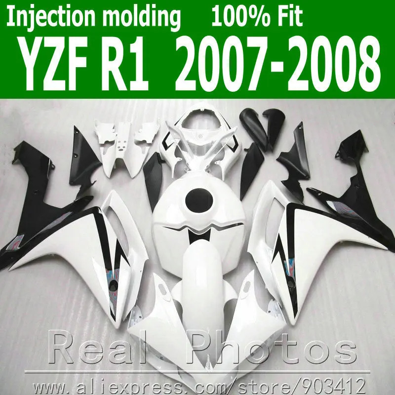 Комплект обтекателей под давлением для YAMAHA R1 комплект 2007 2008 белый черный