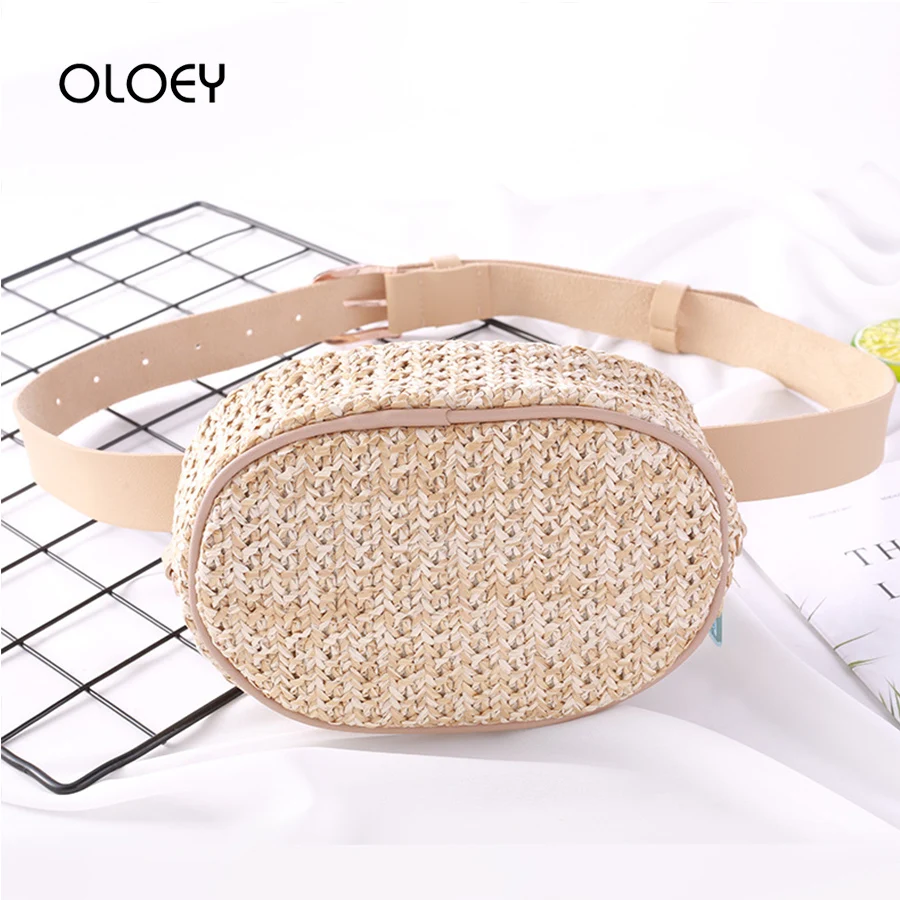 Мода sac banane Соломенная женская поясная сумка ремень женский ручной работы из ротанга овальные летние пляжные сумки для девушек нагрудная сумка дамская сумка для живота