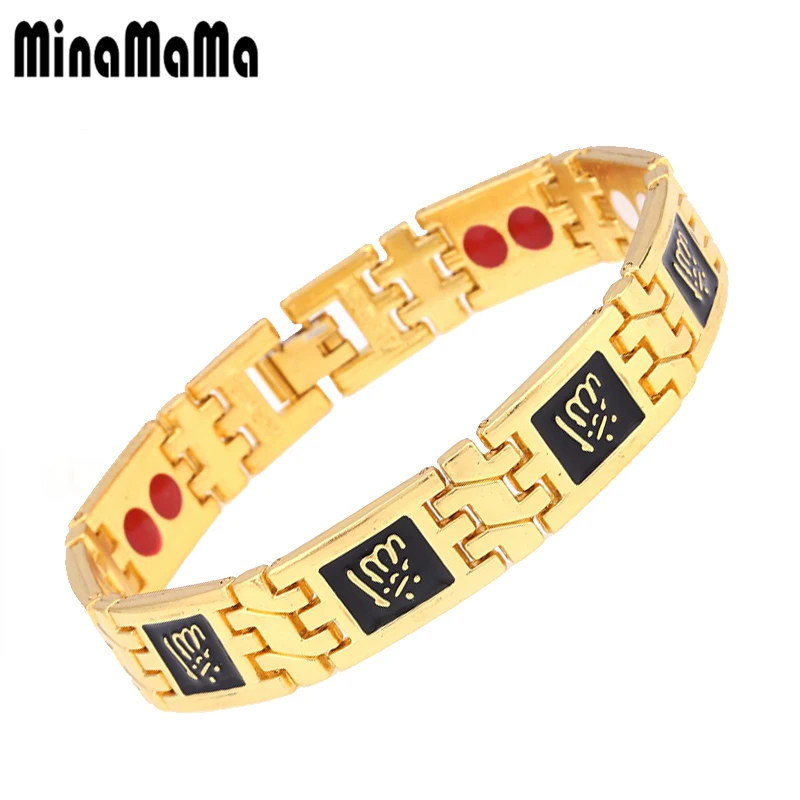 Золотые медные энергетические магнитные браслеты для женщин и мужчин лечение
