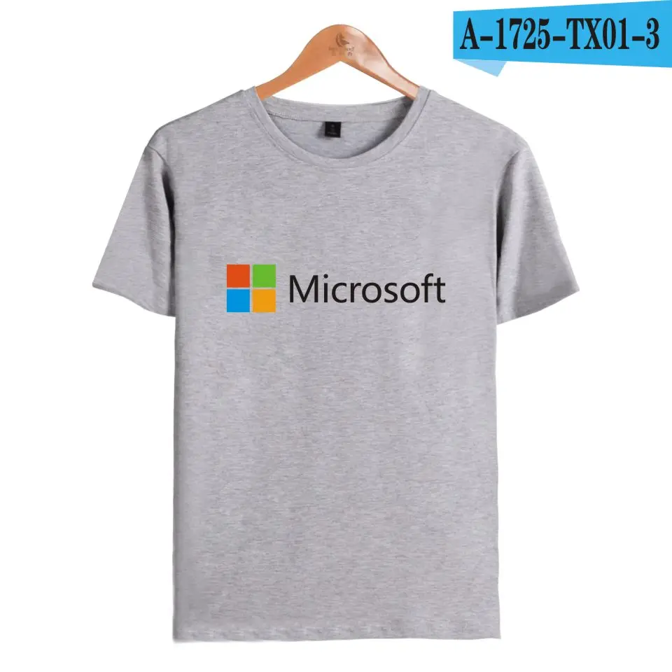 gray Это Google microsoft Круглый воротник футболка s Для мужчин wo Для мужчин футболки короткий рукав с принтом летний обычный Тройник рубашка harajuku футболка одежда - Цвет: gray