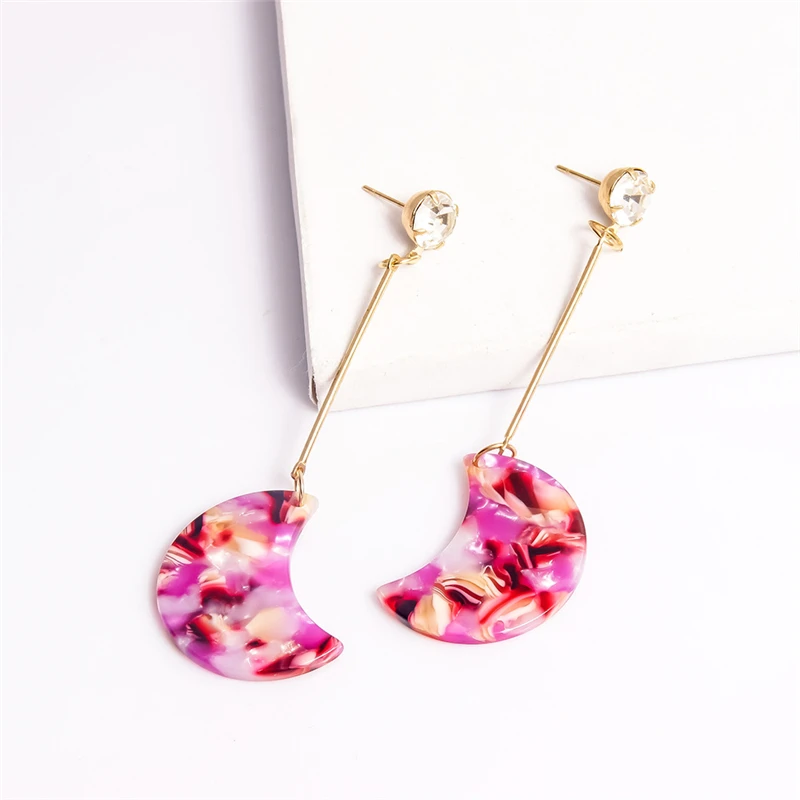 Donarsei Fashion ZA Crescent Leopard Acrylic Earrings For Women Boho Acetate C U Shape Drop Dangle Earrings Statement Jewelry