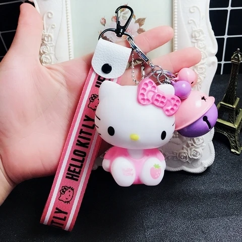 15 Милый мультяшный брелок hello kitty из кроличьего меха с помпонами и помпонами, брелок для женщин с кожаным ремешком и металлическим кольцом для ключей, брелок для автомобильных сумок D118 - Цвет: 15