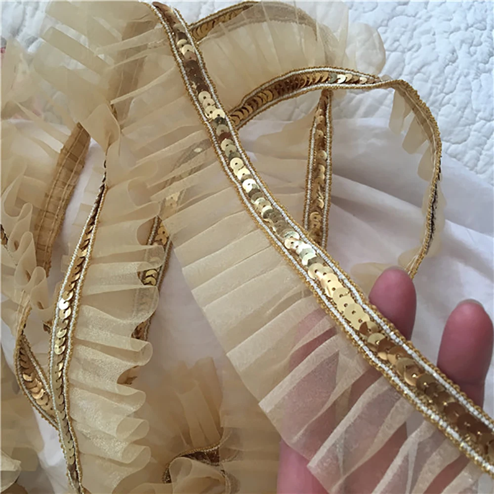 Сделай Сам блестящее оформление Золотая лента ручной работы для шитья платья