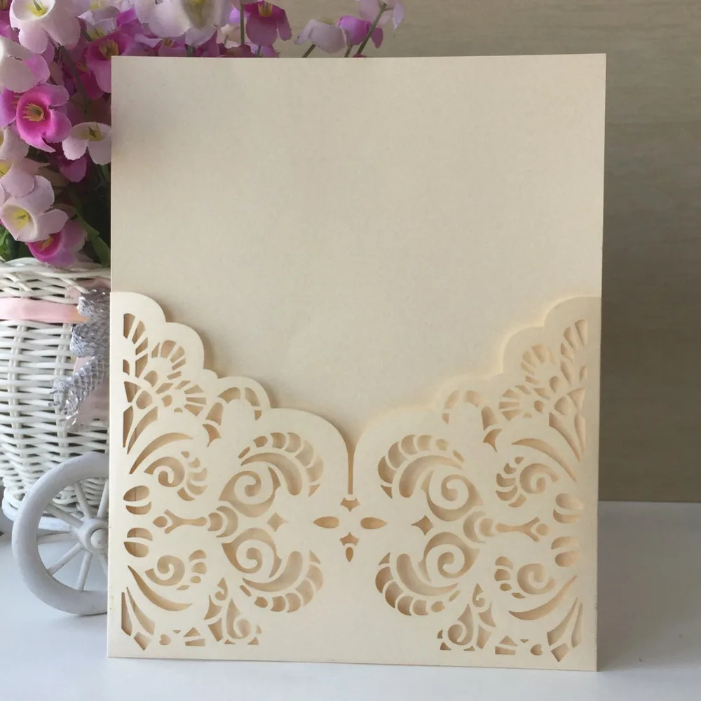 

50pcs Europe style Pearl Paper Lace Damsk Pattern New Party Wedding Birthday Decoration Invitaiton Place Cards Best Wishes Card