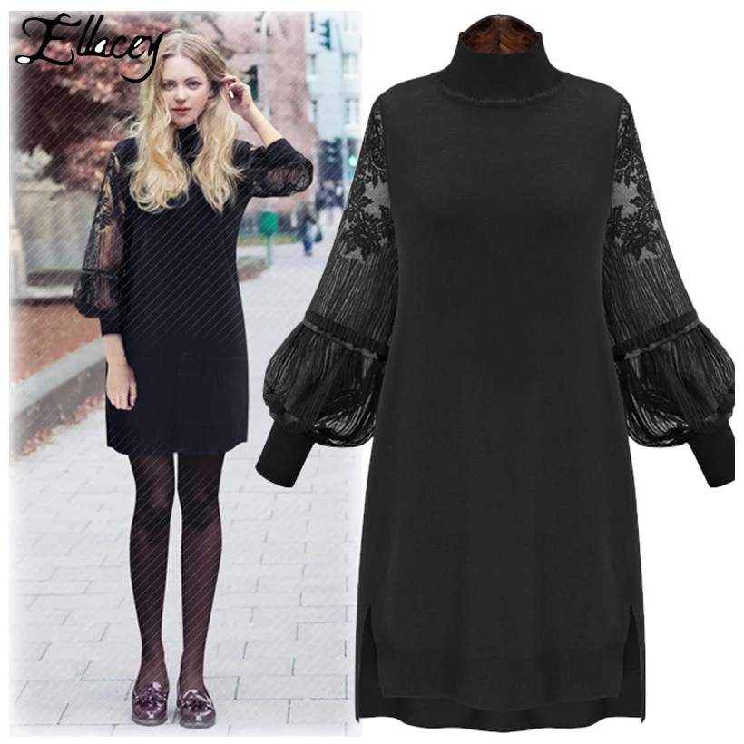 Новое поступление весна осень фонарь длинный рукав платье женское винтажное