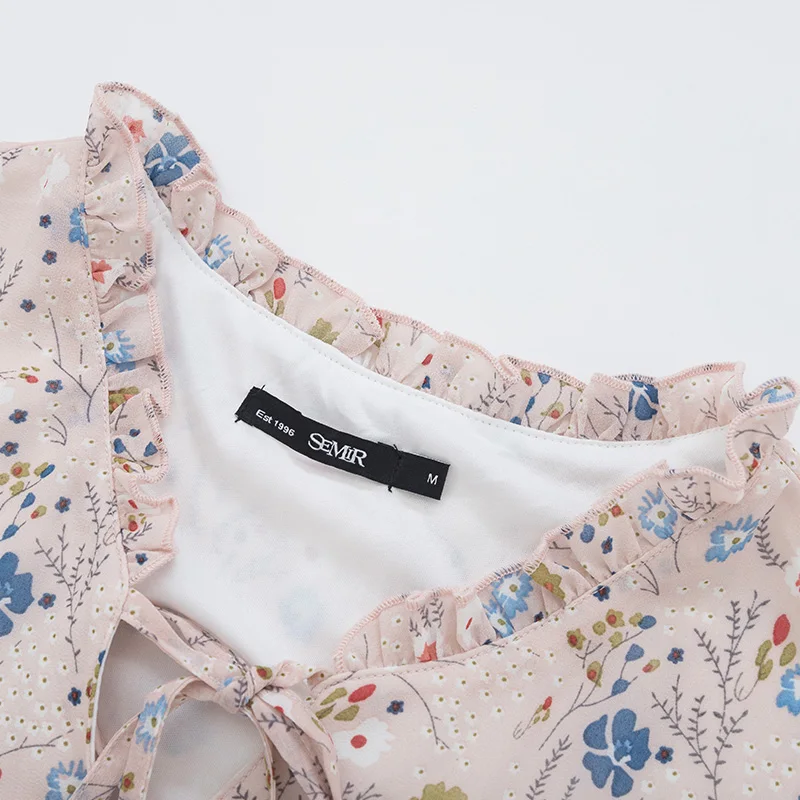 Женское платье с цветочным принтом SEMIR Мягкое хлопковое ТРАПЕЦИЕВИДНОЕ ПЛАТЬЕ