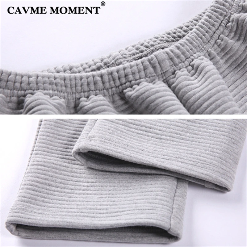 

CAVME Winter Thicken Casual Pajama Set for Lover Women Femme Homme Men's Home Clothes Set Full Sleeve Cotton Inner