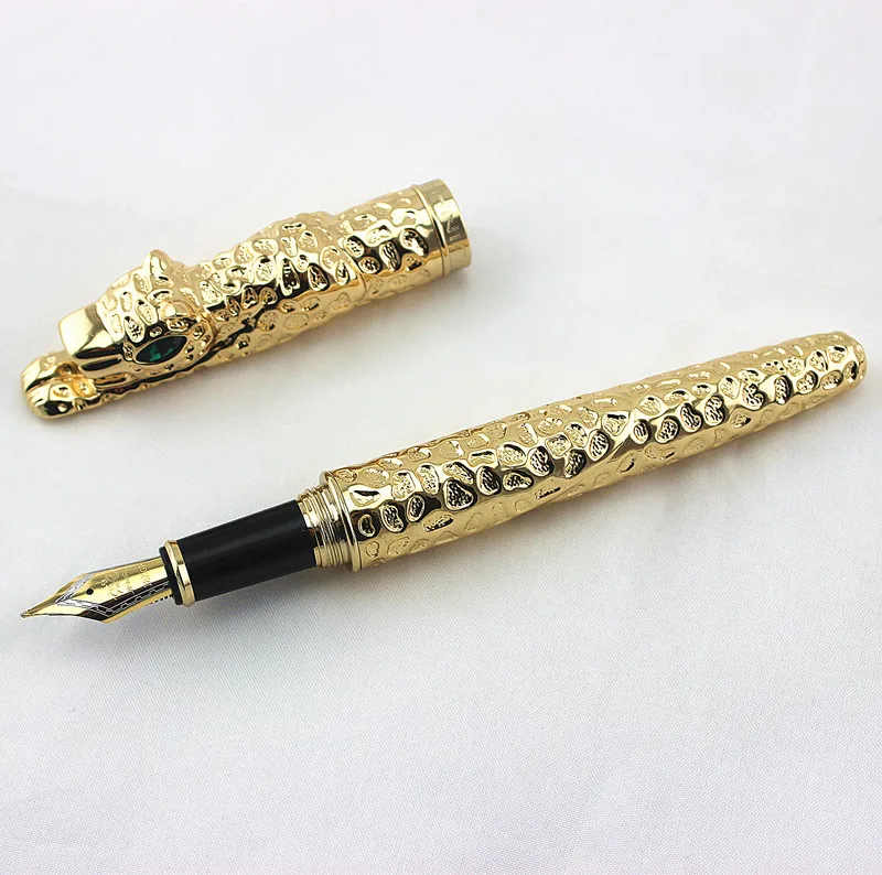 Роскошная полностью Металлическая перьевая ручка Jinhao с золотым леопардовым принтом чернильная для письма