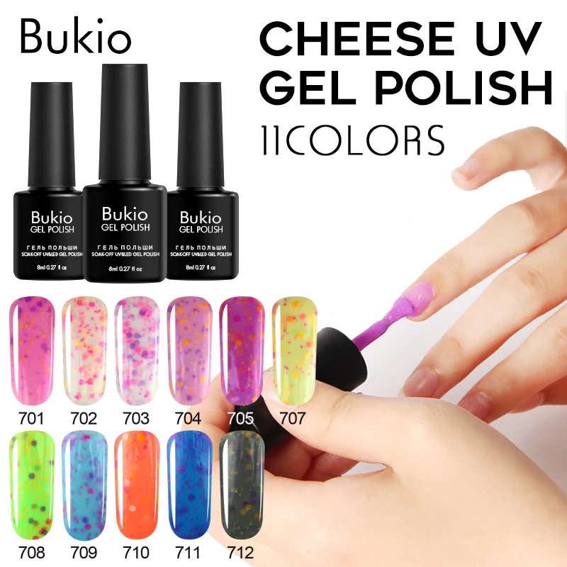 Bukio сырный гель лак для ногтей красочные ногти искусство УФ и светодиодный Гель