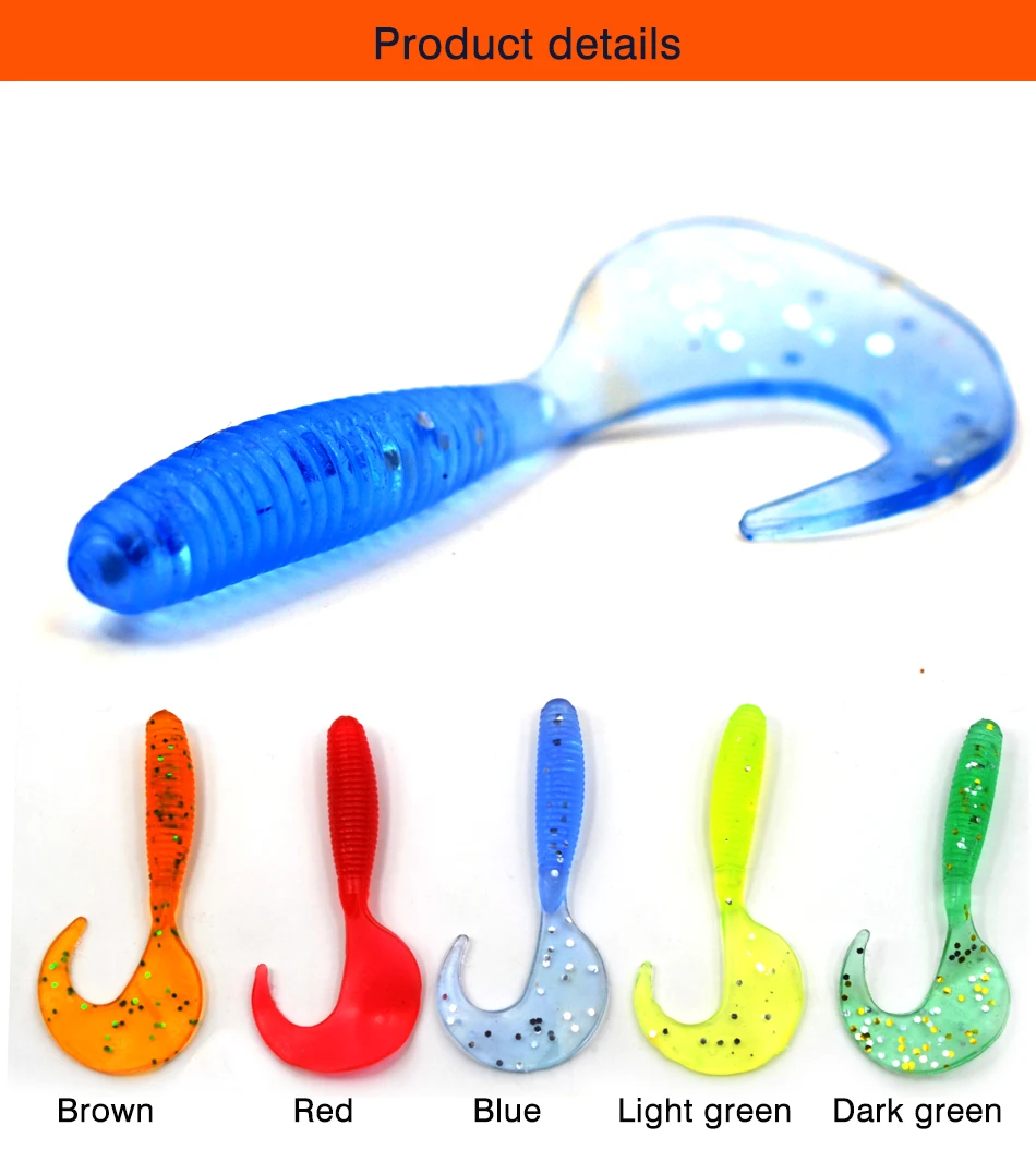 MNFT 30 штук Jig Head мягкие приманки рыболовные рулон хвост червь 6 см 2g воблер с джиг-головкой Плавание Искусственные Силиконовые мягкие приманки