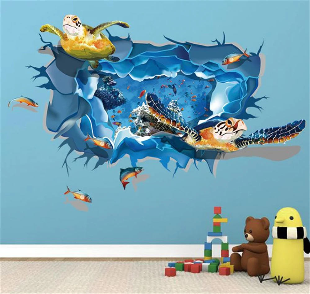 3D кошка океан собака дом семья спальня гостиная настенная наклейка наклейки на
