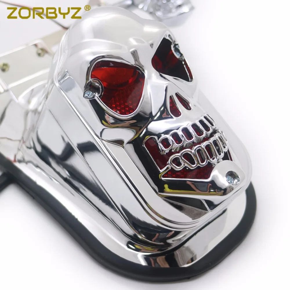 ZORBYZ хром мотоциклетный череп поворотный сигнал задний брызговик стоп-сигнал для