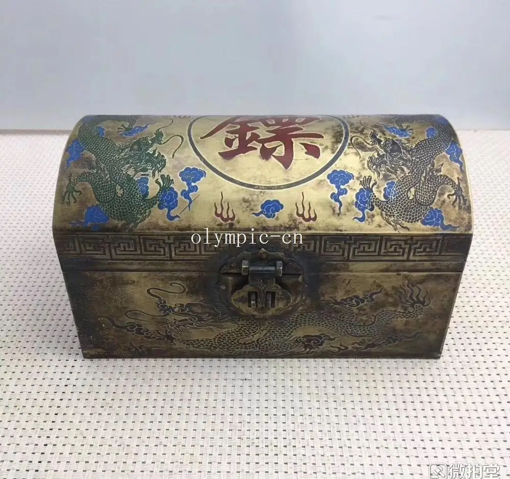 7 5 ''старая медная резная Картина Дракон Дизайн эскорт Чехол Коробка коробки