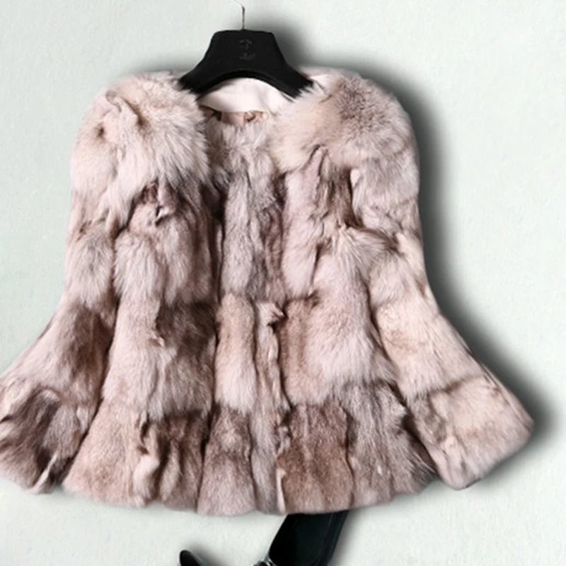 (TopFurMall) Женская модная куртка из натурального Лисьего меха пальто с круглым