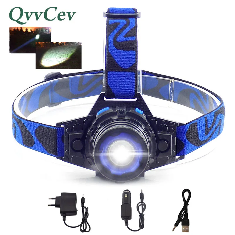

Q5 LED Focus Led Headlamp Torch Headlight Flashlight Rechargeable Linternas Lampe frontal Head lamp Build-In Battery AC Charger