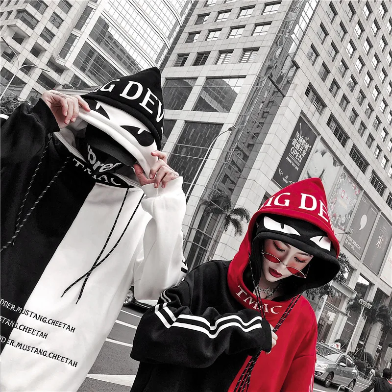 Embroidery Letter Animal Pullover Hoodies Men Hip Hop Harajuku Casual Hooded Sweatshirts Fleece | Женская одежда