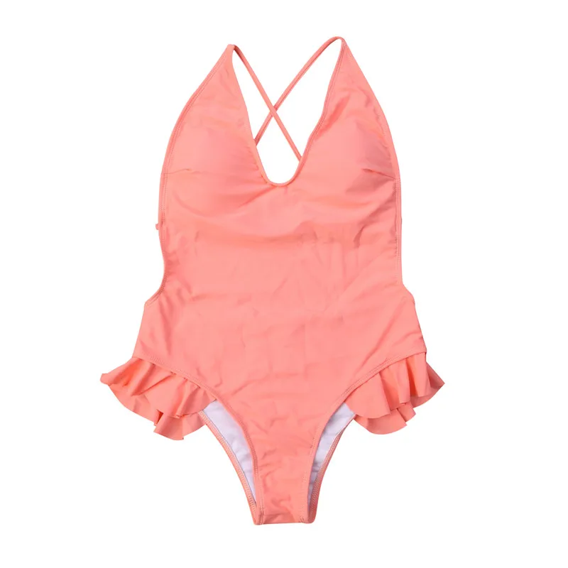 Новинка 2018 женские слитные купальники бикини одноцветные с открытой спиной