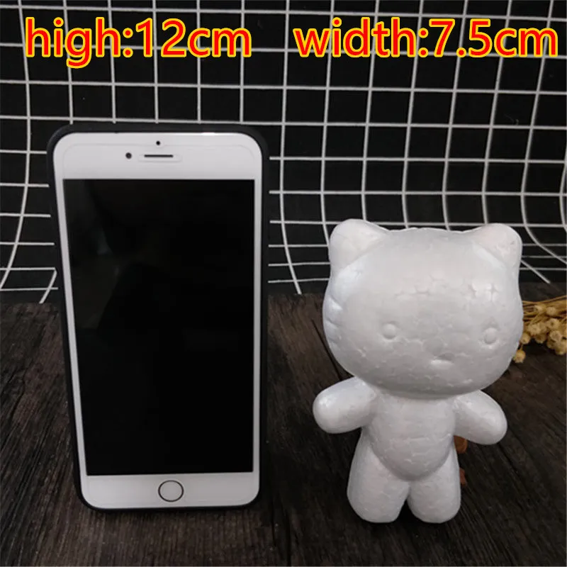 KT cat 12cm 1 шт 190 мм моделирование полистирола пенопласт медведь белый ремесло шары для DIY рождественской вечеринки украшения поставки подарки - Цвет: KT cat 12cm