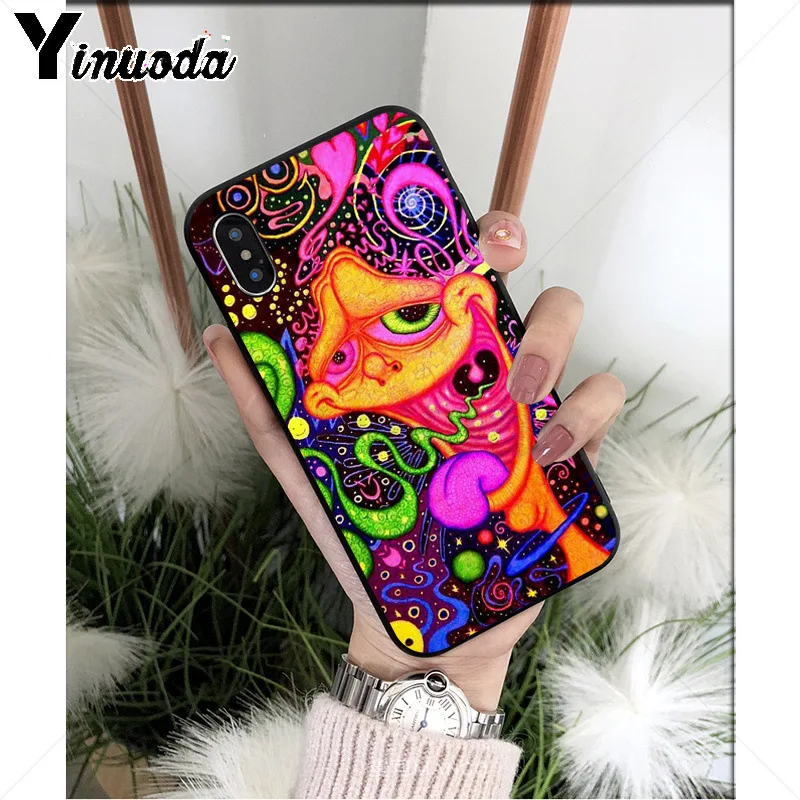 Yinuoda Хиппи Psychedelic Art черный ТПУ Мягкий силиконовый чехол для телефона iPhone 8 7 6 6S Plus 5