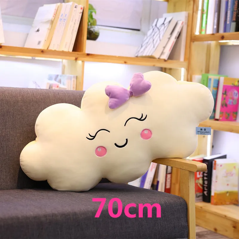 70cm purple Гигантский стиль Kawaii облако плюшевая подушка мягкая подушка милая улыбка облако Мягкие плюшевые игрушки для детей подарок для девочек - Цвет: 70cm purple