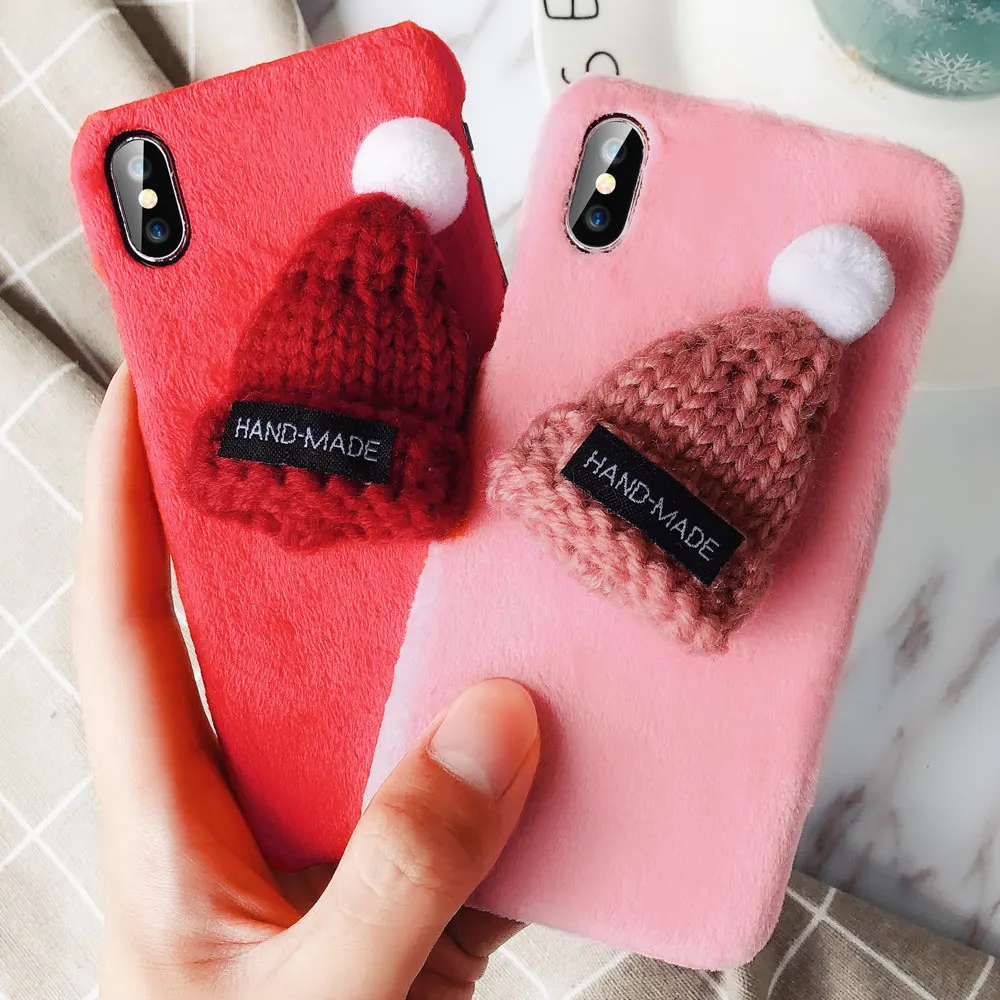 CASEIER милый чехол для телефона iPhone 6 6s 7 8 Plus Чехлы 3D пушистая шляпа X XS Max XR 5 5S SE теплые