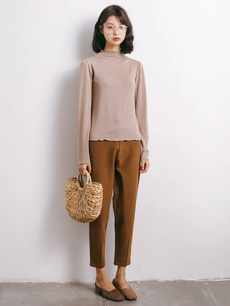 Повседневные длинные брюки Pantalon Femme корейская весенне-осенняя одежда свободные винтажные Талия на резинке Женские шаровары QH217