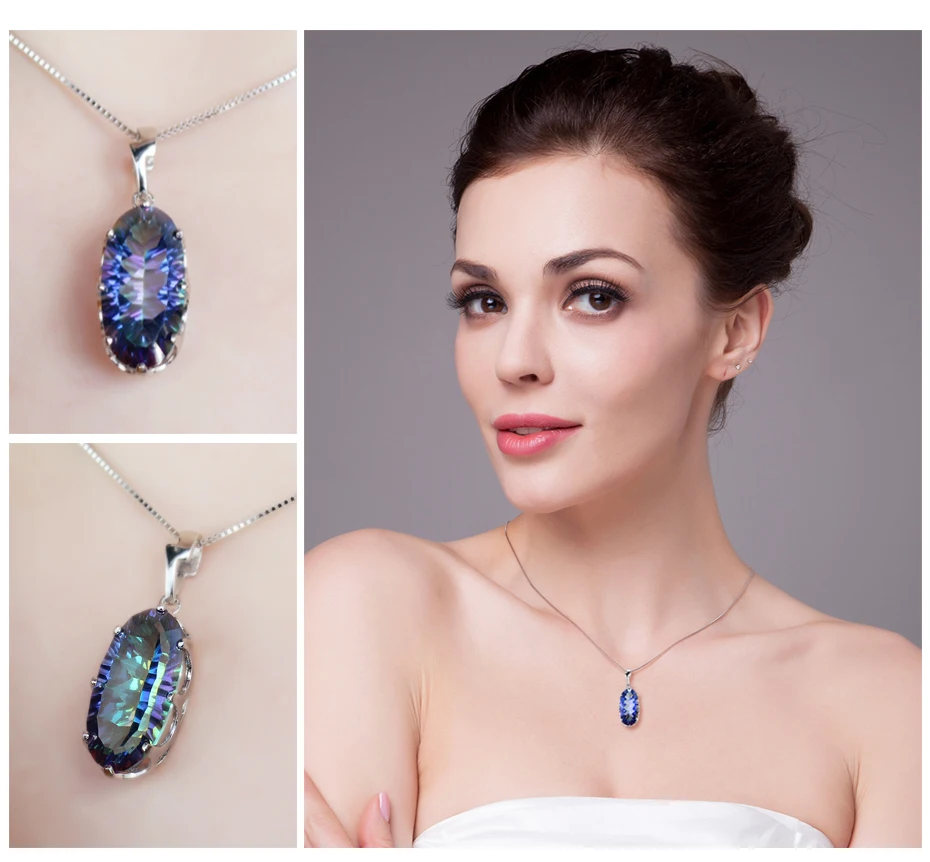 JewelryPalace 11.8ct Подлинная Мистический Синий Радуга Топаз Подвеска Твердые