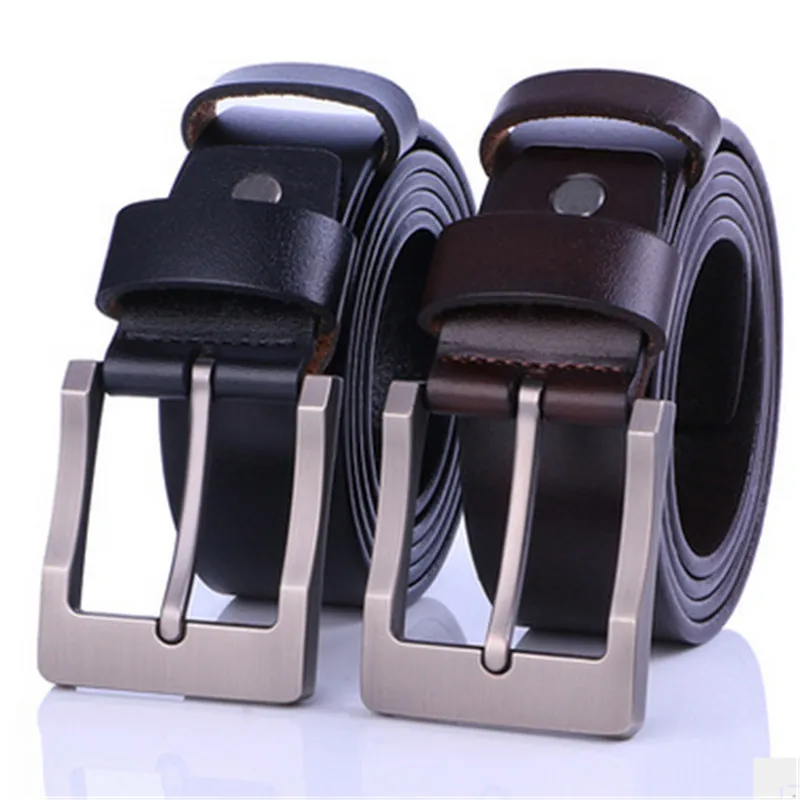 

Mens Belts fashion wide belt Genuine Leather Black Pin Buckle Cowboy Belts 2019 New Fashion Metal Buckle Belt