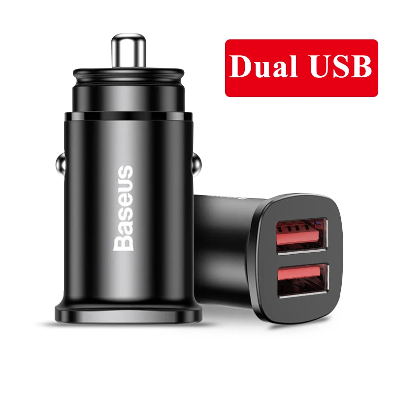 Black Dual USB Baseus 30 Вт usb type C PD Быстрая зарядка 4,0 3,0 Автомобильное зарядное устройство для huawei Supercharge SCP зарядное устройство для мобильного телефона быстрое автомобильное зарядное устройство для телефона - Тип штекера: Black Dual USB