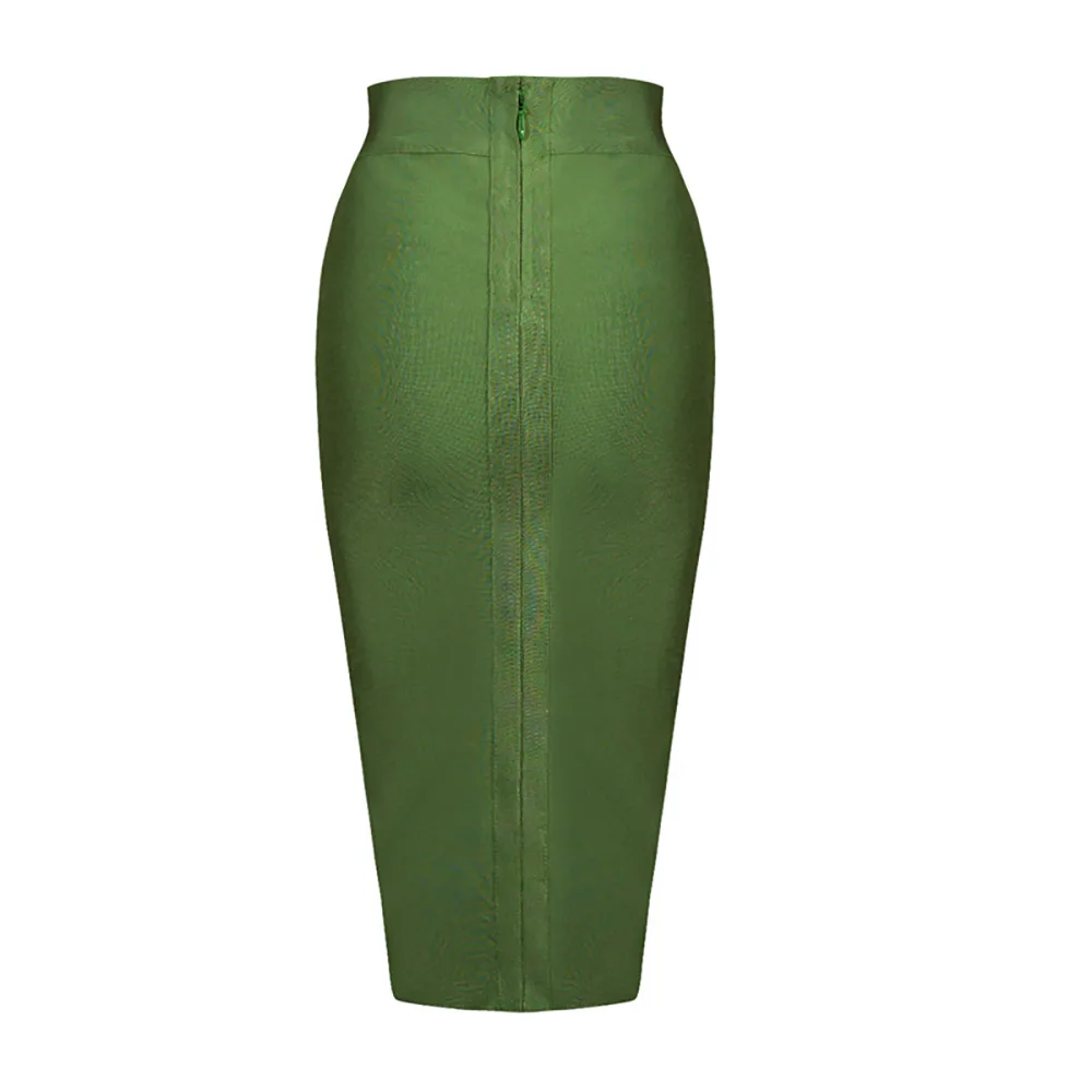 

red elastic split high waist 2020 newest knee length rayon bandage pencil skirt