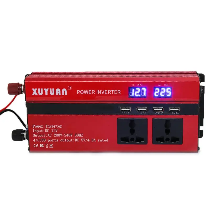 

4000W Solar Power Inverter Sine Wave LED 4 USB DC12/24V To AC110V/220V Convert