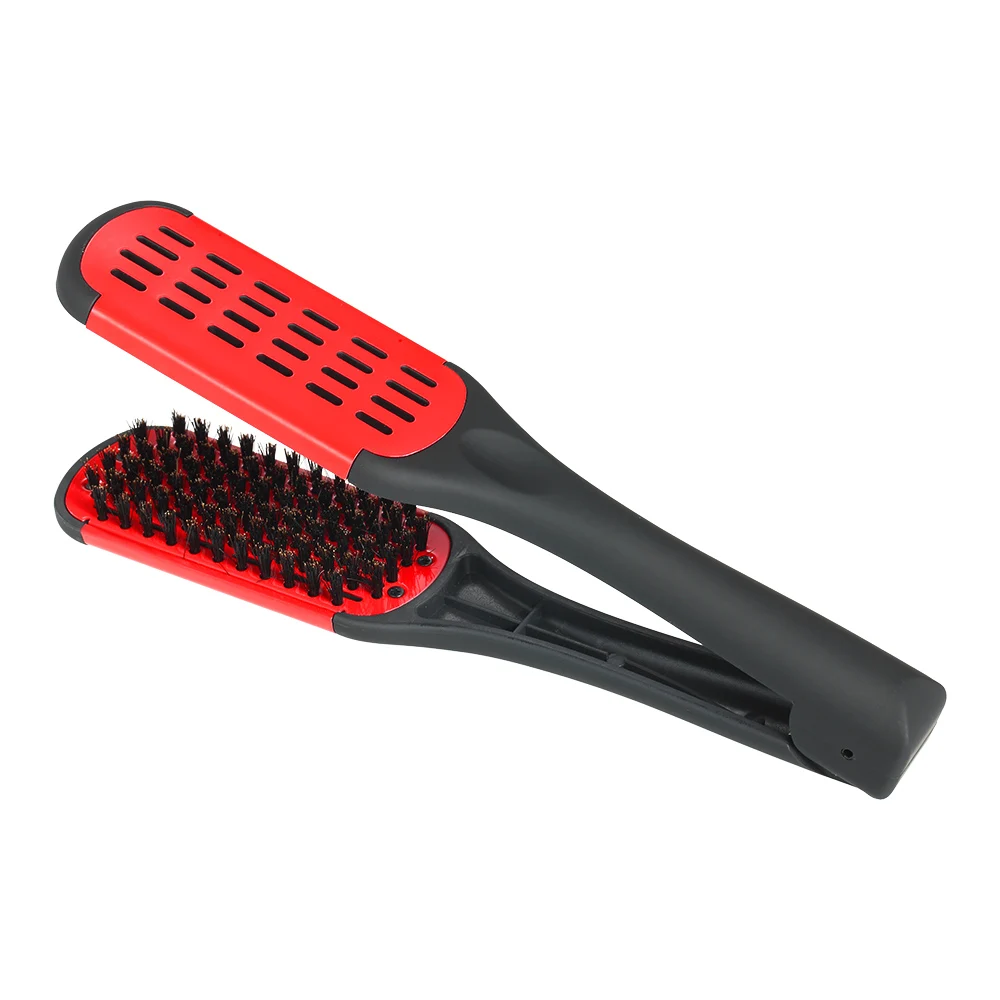 Rubber Pad Bristle Hair Straightening Comb Double Sided Brush Clamp Salon Straightener Home Care Styling Tools | Красота и здоровье