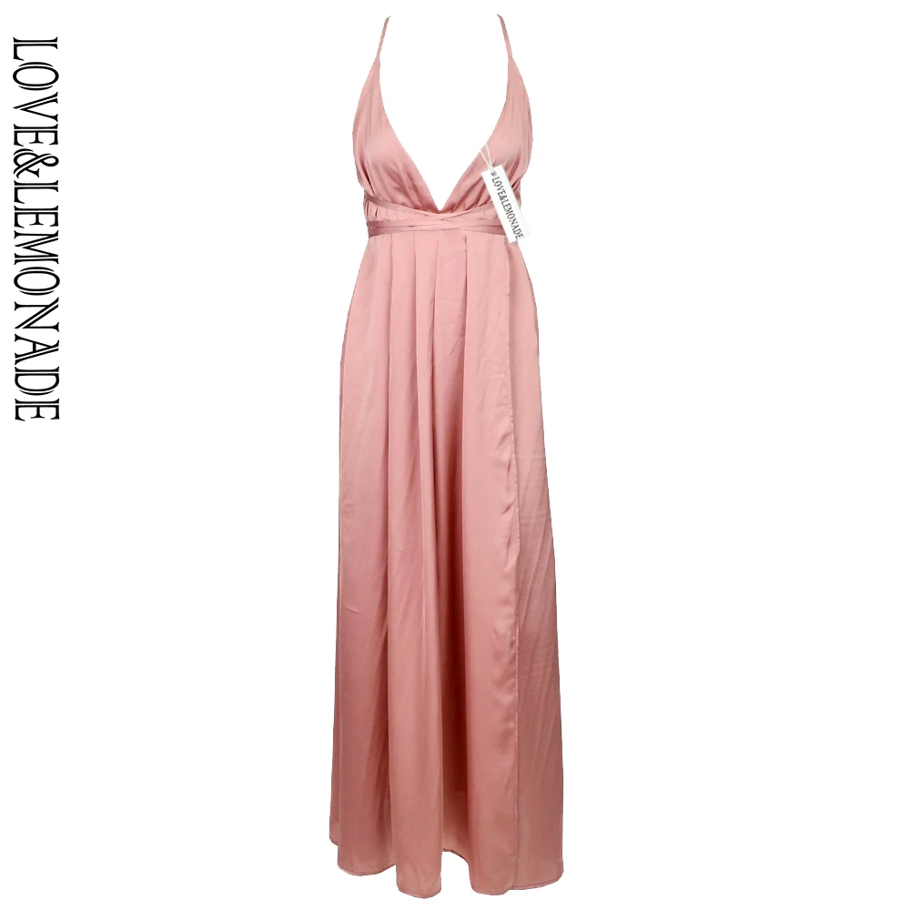 Love & Lemonade Обнаженная v образным вырезом Холтер длинное платье TB 8901|halter maxi dress|maxi