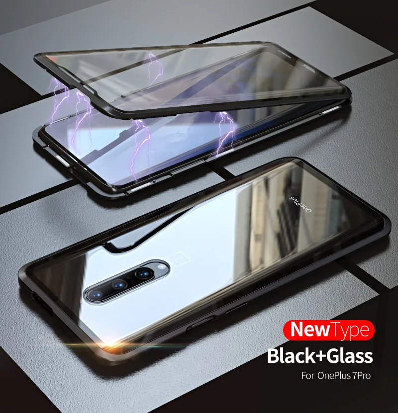 Роскошный магнитный металлический чехол для Oneplus 7 Pro, переднее стекло, двойное стекло, защита экрана OnePlus7pro Oneplus7 360, полное покрытие