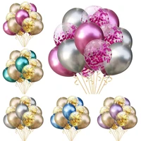 15pcs colorful metallic latex balloons confetti ballons kids adults birthday decoration helium air ball wedding party supplies