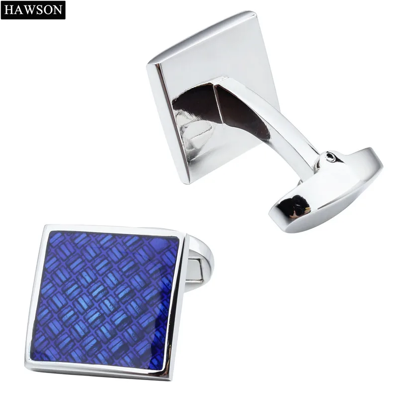 Модные Синие запонки для мужчин свадебное платье квадратные из углеродного